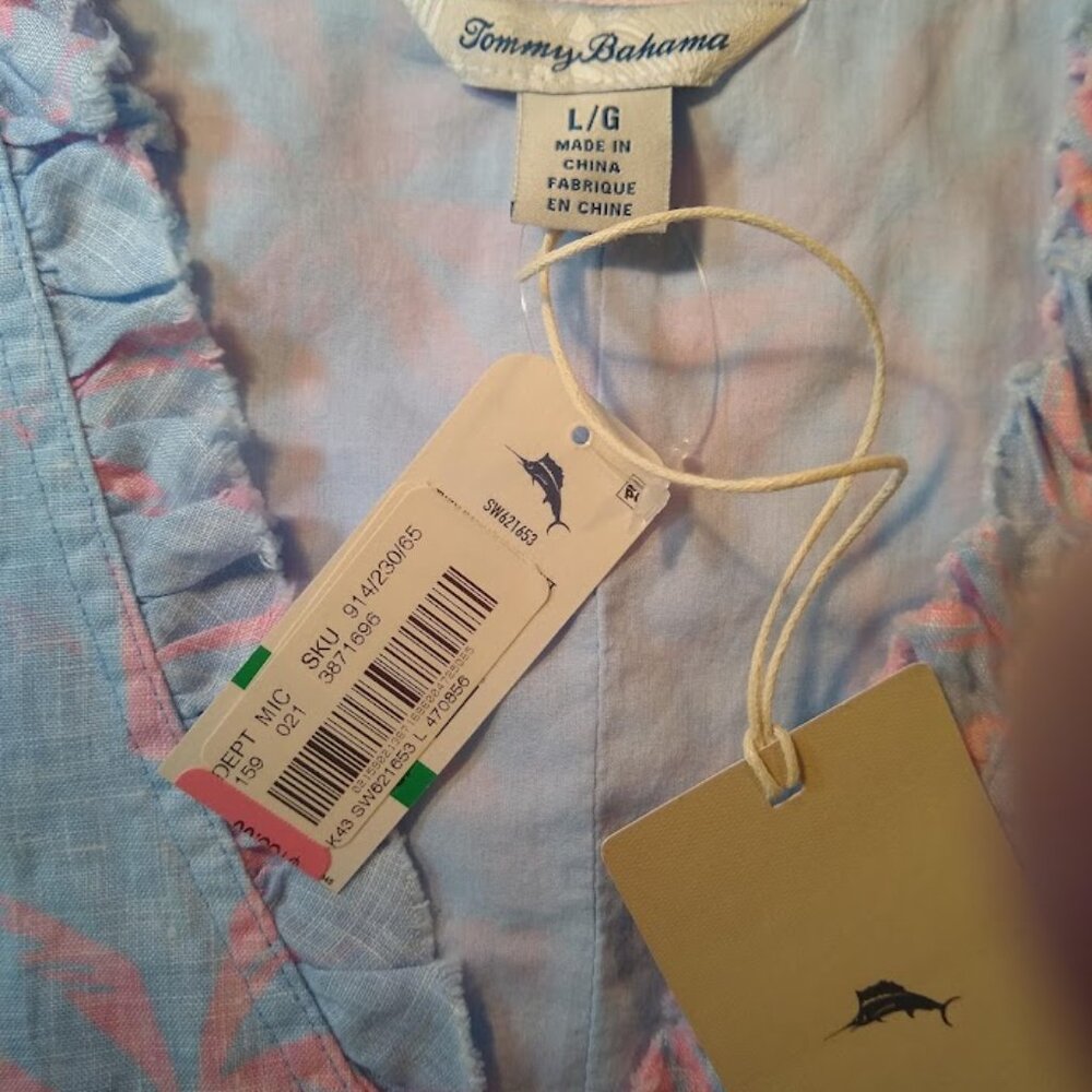 Vacation-Ready!  NWT Tommy Bahama Two Palms L  linen dress - Picture 6 of 16
